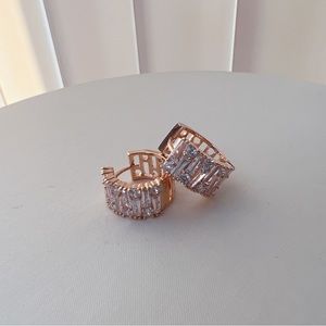 Diamond Thick Huggie Hoop Earrings